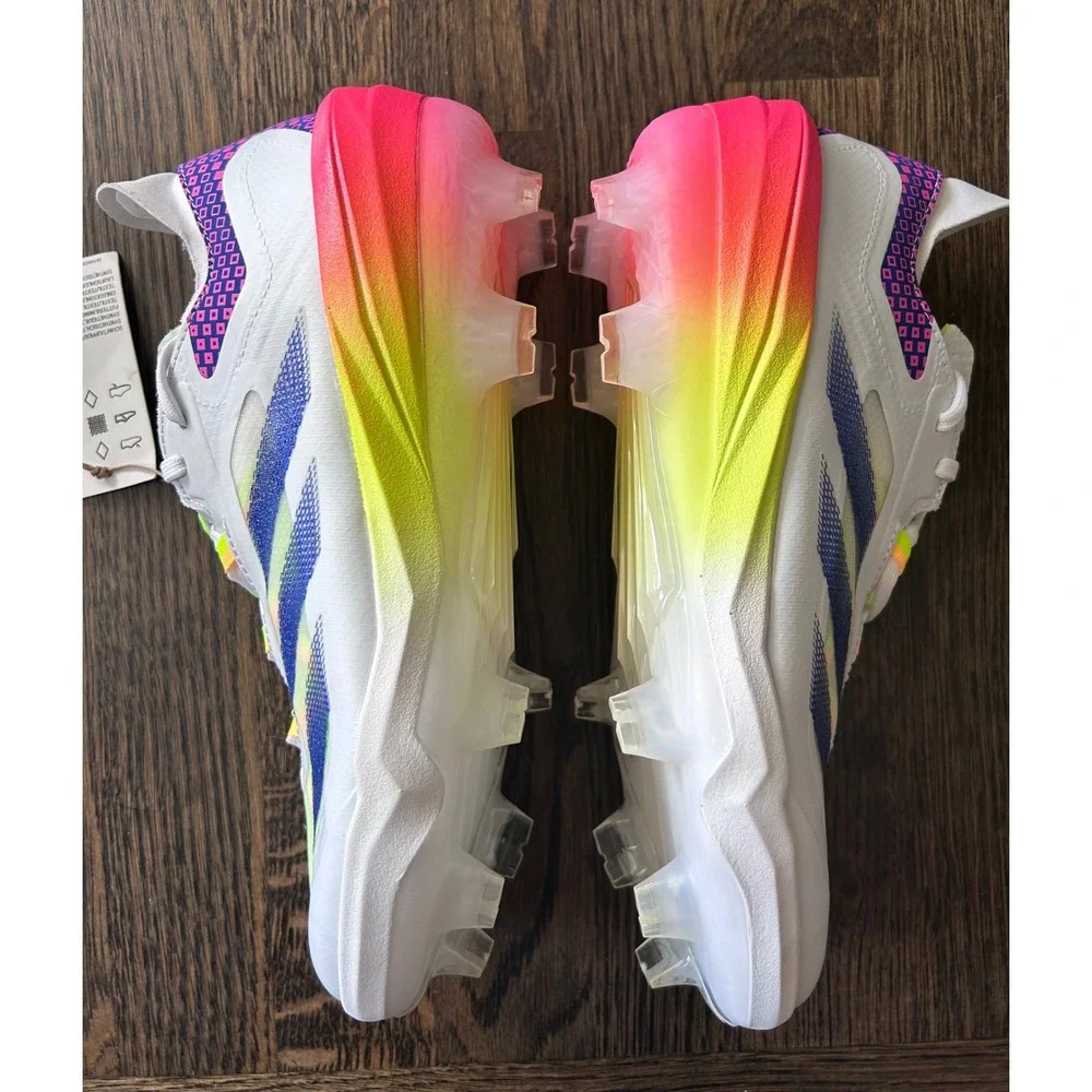 Adidas Adizero Impact TPU Baseball Cleats Mens 7.5 White Pink Yellow IH3477